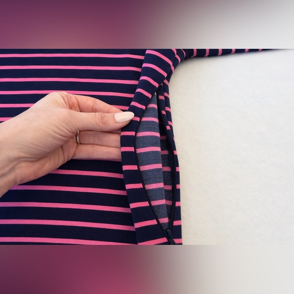 EUC! Sail to Sable Navy and Pink Striped Dress, sz M - Picture 6 of 9